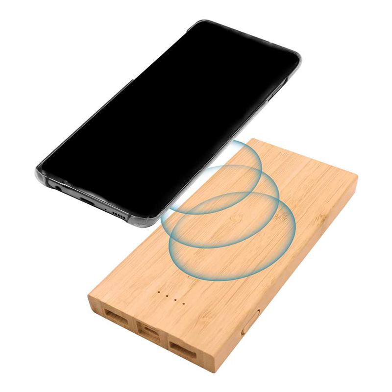 Customized 8000 mAh Bamboo Wireless Powerbank